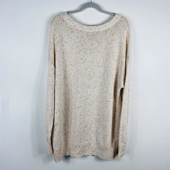 Old Navy Size XL Oversized Voop-Neck Cotton Stretch Tunic Sweater Cream Confetti - Picture 3 of 5